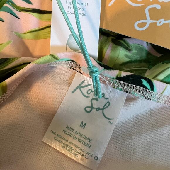 Kona Sol Women's Light Pink Floral Print Bikini Bottom - Size Medium - NWT - Picture 2 of 8